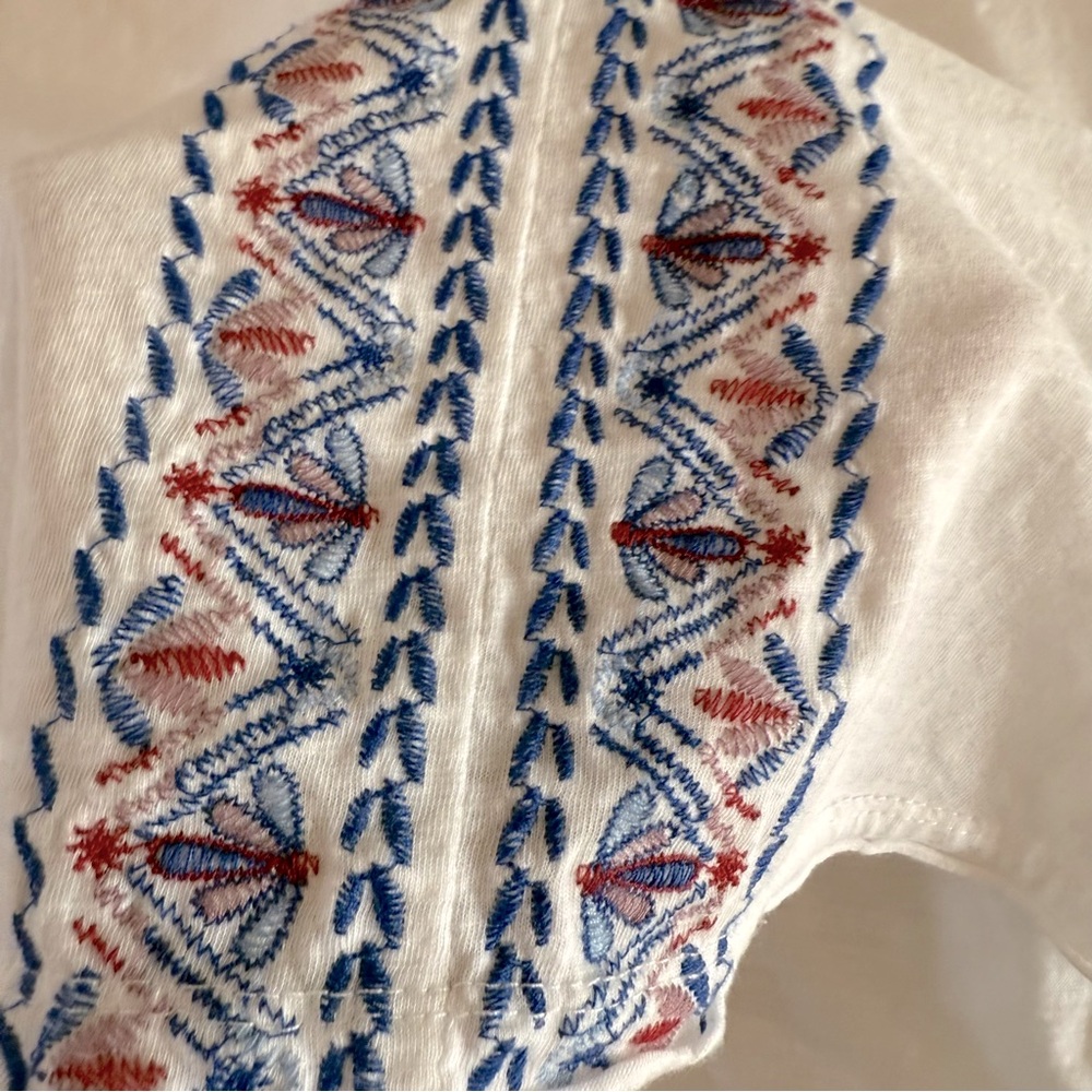 Knox Rose Short Sleeve White Top Embroidery Patriotic Dragonfly Women’s Size XL - Picture 3 of 10